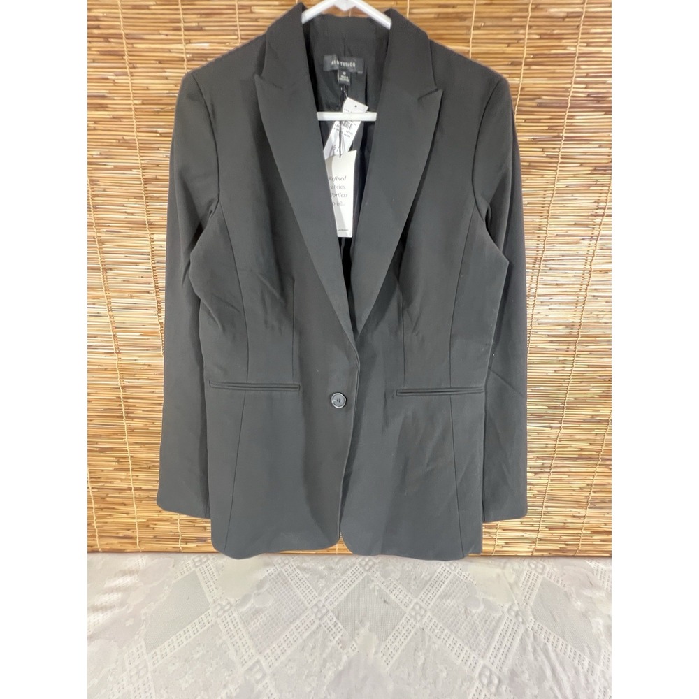 Ann Taylor Black One-Button Lined Blazer Suit Jacket Women's 8T Tall
